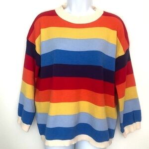 Rainbow Striped Crew Neck Sweater